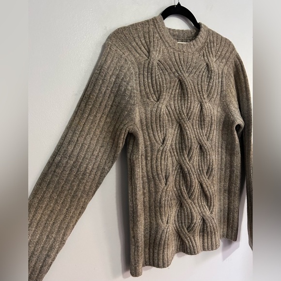 Perry Ellis Cable Knit Wool Blend Sweater Men’s Size Small Brown Chunky Classic - Picture 2 of 6